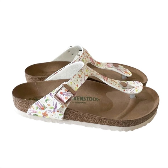 📌SOLD📌 BIRKENSTOCK GIZEH VEGAN LEATHER SUMMER FLORAL LIGHT ROSE FLIP FLOPS🆕 - Picture 6 of 9